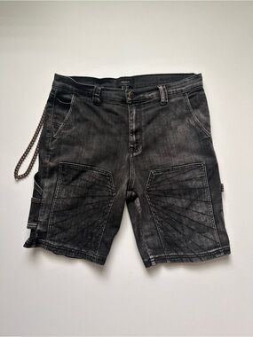 Forever 21 Black Washed Denim Patchwork Shorts